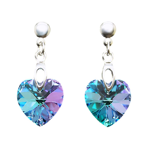 Sudraba auskari "Iemīlējusies Sirds II (Vitrail Light)" ar Swarovski™ kristāliem